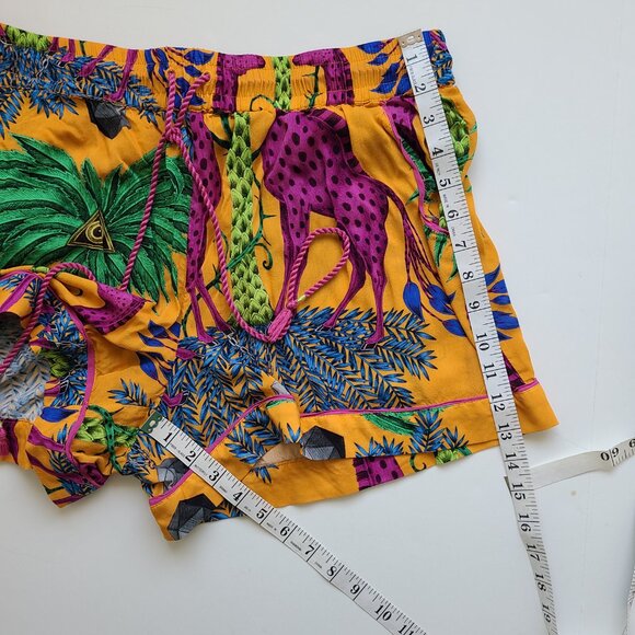 Emma J Shipley Anthropologie Extravaganza Sleep Shorts L Animal Print Orange - Picture 10 of 11